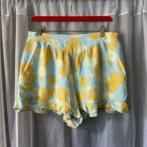 FUN IN THE SUN Floral Yellow and Blue Women's Shorts brand: live to be spoiled